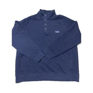 LL Bean Pullover Mens Extra Large Blue Quilted Quarter 1/4 Snap Active Outdoors